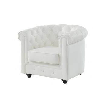 Sillón Clásico Chesterfield  82x78x72 Cm Color Blanco Venta-unica