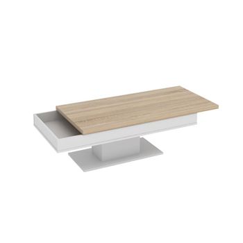 Mesa De Centro Fija Astulia  146x59x40.2 Cm Color Color Natural Claro, Blanco Venta-unica