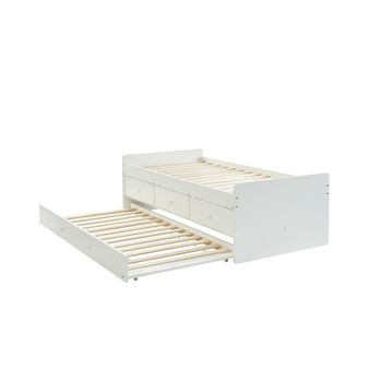 Cama Nido Juvenil Con Cajón Y Estante Color Blanco Y Rosa Pastel 90x190 Cm  Sin Somier con Ofertas en Carrefour