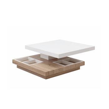 Mesa De Centro Modular Fausto  80x80x34 Cm Color Color Natural Claro, Blanco Venta-unica