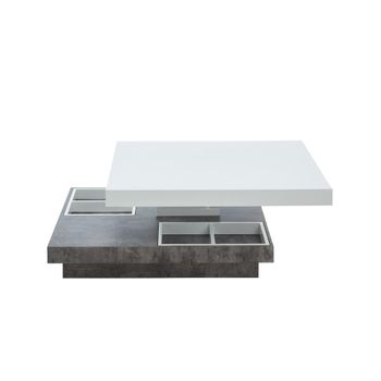 Mesa De Centro Modular Fausto  80x80x34 Cm Color Gris, Blanco Venta-unica