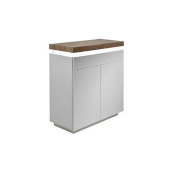 Aparador Alto Halo 1 Cajón 90x40x100 Cm Color Madera Clara, Blanco Venta-unica