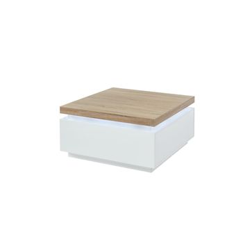 Mesa De Centro Fija Halo 2 Cajones 90x90x45 Cm Color Color Natural Claro, Blanco Venta-unica