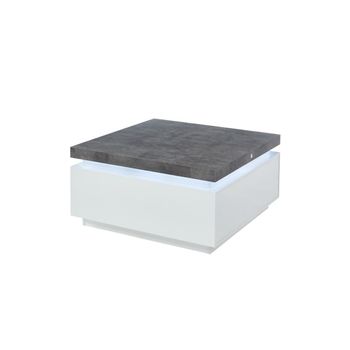 Mesa De Centro Fija Halo 2 Cajones 90x90x45 Cm Color Gris, Blanco Venta-unica