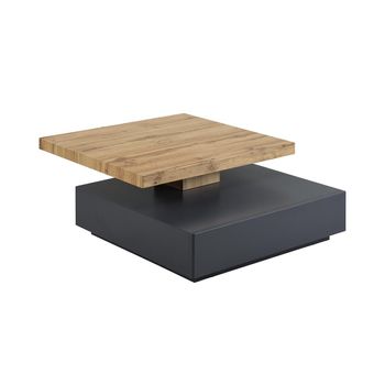 Mesa De Centro Modular Kyria  80x80x36 Cm Color Gris Antracita, Color Natural Claro Venta-unica