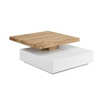 Mesa De Centro Modular Kyria  80x80x36 Cm Color Color Natural Claro, Blanco Venta-unica