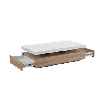 Mesa De Centro Fija Felix  120x60x35 Cm Color Color Natural Claro, Blanco Venta-unica