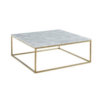 Mesa De Centro Fija Aretha  90x90x35 Cm Color Blanco, Dorado Venta-unica