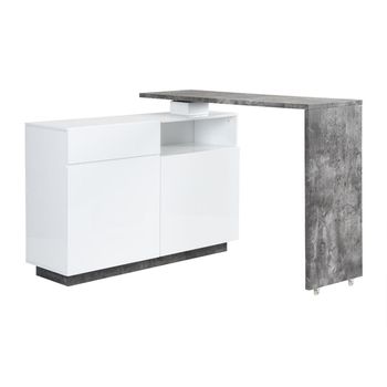 Mueble Bar Eldir 1 Cajón 130x40x95 Cm Color Gris, Blanco Vente-unique