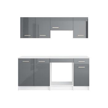 Cocina Completa Trattoria 1 Cajón 180x60x85 Cm Color Gris, Blanco Vente-unique