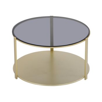 Mesa De Centro Fija Dibia  70x40x70 Cm Color Negro, Dorado Vente-unique