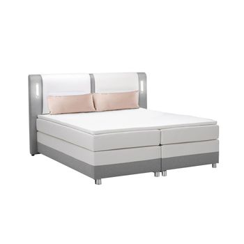 Cama Continental Boxspring Rimini  200x181x118 Cm Color Gris, Blanco Vente-unique