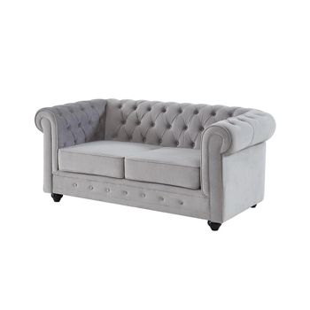 Sofá Fijo Chesterfield  168x88x72 Cm Color Gris Claro Venta-unica