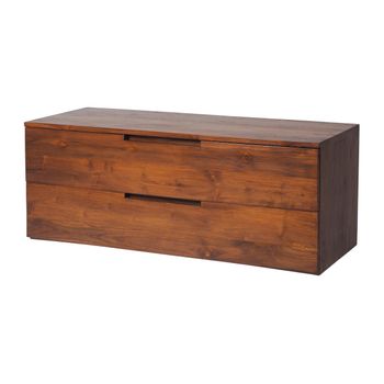 Mueble De Lavabo Bimbing 2 Cajones 115x45x45 Cm Color Color Natural Oscuro Vente-unique