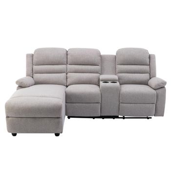 Sillon Relax Reclinable Manual con Reposapies 83x101x105 Color Beige