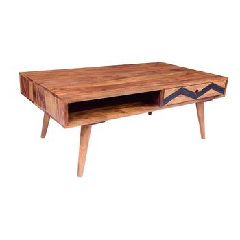 Mesa De Centro Fija Paloni 1 Cajón 110x60x40 Cm Color Color Natural Oscuro Vente-unique