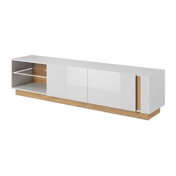 Mueble Bajo De Tv Murari  187.5x40x45.5 Cm Color Color Natural Claro, Blanco Vente-unique