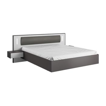 Base De Cama Segola 2 Cajones 256x208x92 Cm Color Gris Antracita, Blanco Vente-unique