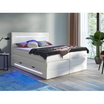 Cama Continental Boxspring Keros  200x160x118 Cm Color Blanco Vente-unique