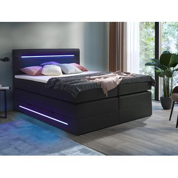 Cama Continental Boxspring Keros  200x160x118 Cm Color Negro Vente-unique