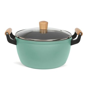 Olla Con Asas De Madera Verde 24 Cm 5 L Livoo