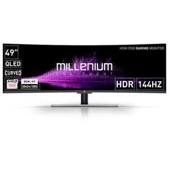 Millenium Md49pro-2 - Monitor Gaming Curvo De 49" Qled 144hz Con 4ms (3840x1080p, Va, Hdr400, 32:9, 3x Hdmi, Display Port, Sin Marco) Color Negro