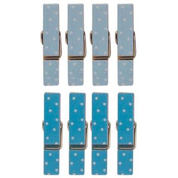 8 Mini Pinzas De Madera Magnéticas 3,5 Cm - Azul