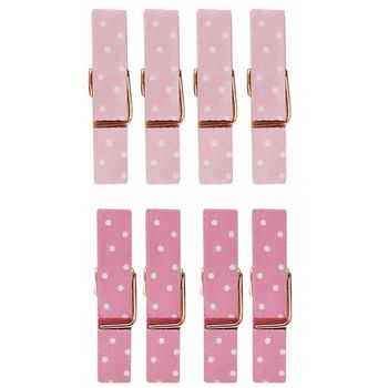 8 Mini Pinzas De Madera Magnéticas 3,5 Cm - Rosa