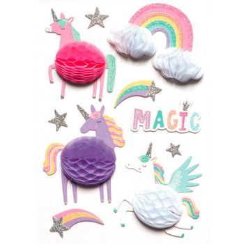 10 Pegatinas 3d Unicornios 6 Cm