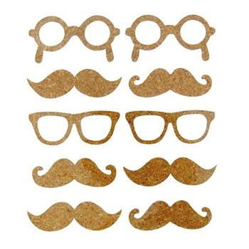 10 Pegatinas De Corcho - Bigote