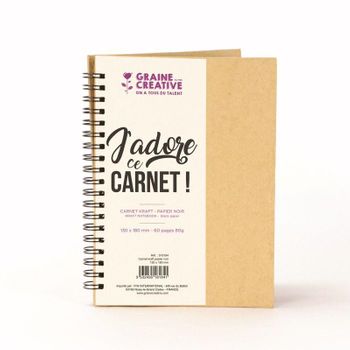 Cuaderno De Espiral Kraft - Papel Negro - 18 X 13 Cm