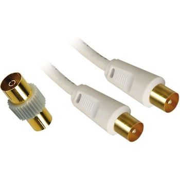 Cable Tv - Macho / Macho - 9.52mm - Blanco - 5m + Adaptador Hembra