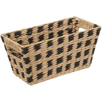 Cesta Rectangular Trenzada Natural-negro