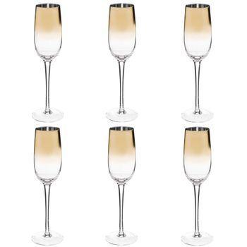 Set De 6 Copas Vino Oro Vidrio Secret De Gourtmet 21cl 7x7x25,5surtido