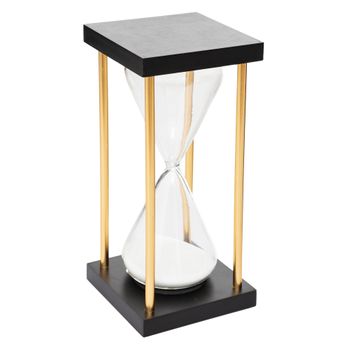 Reloj De Arena Hierro Y Vidrio Atmosphera "subli" 8,,5x8,5x18cm Negro