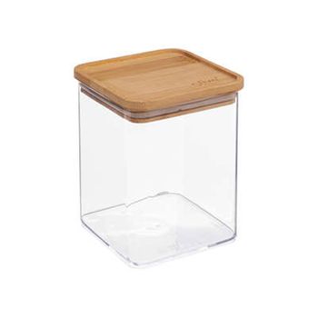 Caja Cuadrada De Poliestireno/bambú Five 14x10,4x10,4 Cm Transparente