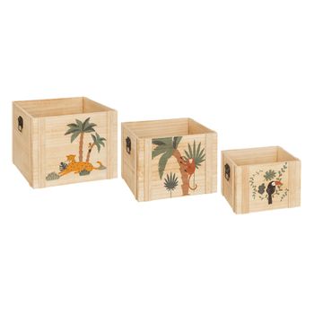 Set 3 Cajas Para Niños "jungle", Madera Atmosphera