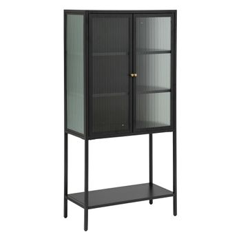 Vitrina "aldir" Metal Y Vidrio Templado Negro 70x150cm Atmosphera