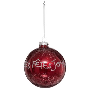 Bola De Navidad Impresa Vidrio Atmosphera Ø9 Cm Rojo