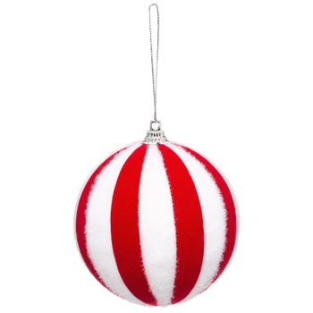 Bola De Navidad De Rayada Roja Y Blanca Plástico Atmosphera Ø8 Cm Rojo