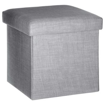 Puff Plegable Tomaz - Gris Claro - 37,5 X 37,5 X 38,3 Cm Atmosphera