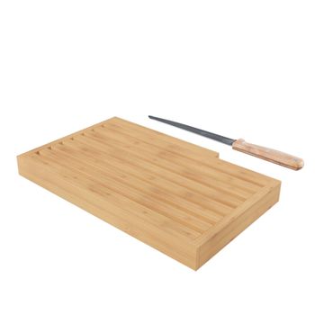 Tabla Para Cortar Pan 44 X 27 Cm Bambú Con Cuchillo