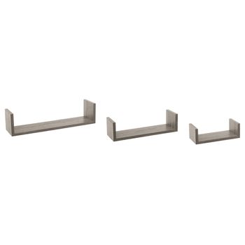 Juego De 3 Estantes De Pared Gris Roble Mdf Five  3 Tamaños: 22x1 Gris