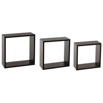 Set De 3 Estantes De Pared Madera Five  30 X 30 X 12 Cm