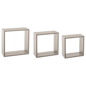 Juego De 3 Estantes-cubo De Pared Roble Mdf Five Gris