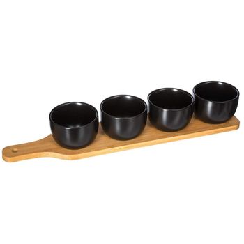 Set De Cuencos Para Aperitivos En Bandeja Color Negro| l. 41.2 X D. 8 X H. 6 Cm