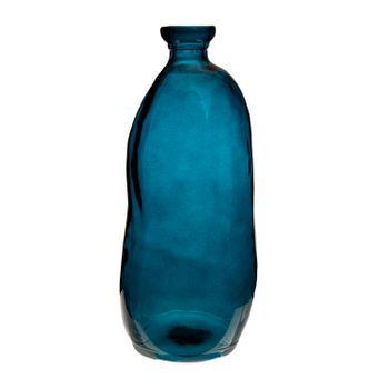 Botella De Vidrio Reciclado Azul A 35 Cm