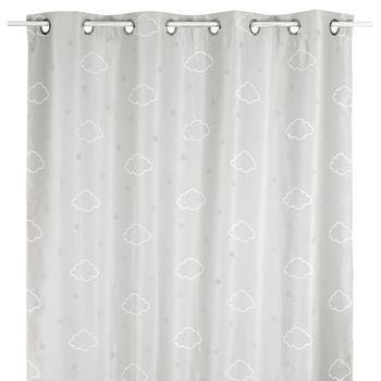 Cortina Opaca De Poliester Atmosphera Kids Infantil Nube 140x02x250 Gris