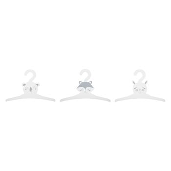 Set 3 Perchas Para Niños En Madera Blanco Atmosphera