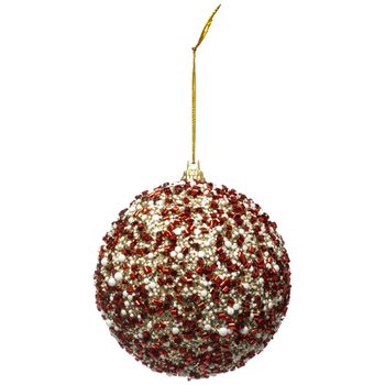 Bola De Navidad Blanca, Roja Y Dorada Plástico Atmosphera Ø8 Cm Rojo